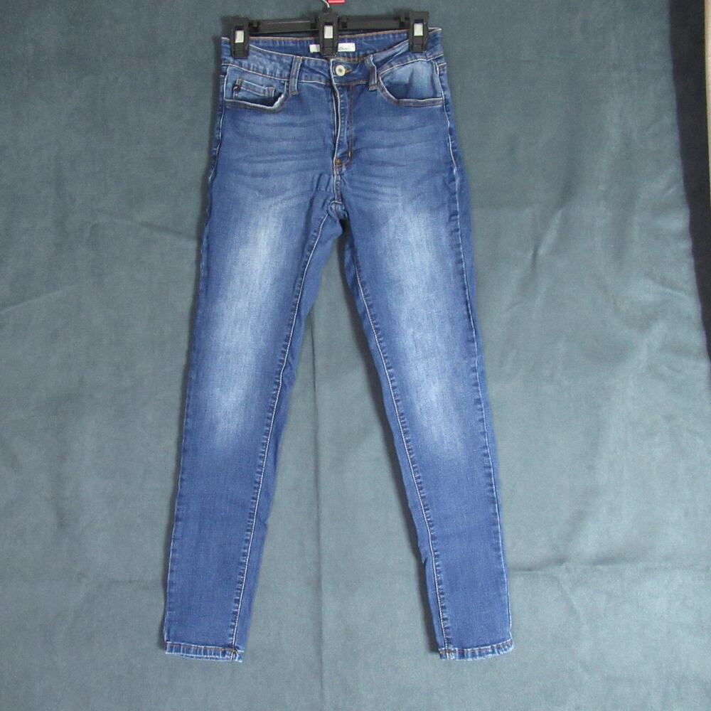 Kancan Jeans Womens Size 9/28 Blue Denim Mid Rise Distressed Skinny Med Wash